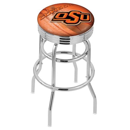 Holland Bar Stool Co 30" Chrome 2-Ring Oklahoma State Swivel Bar Stool, Accent Ring L7C3C30OKStUn-D2